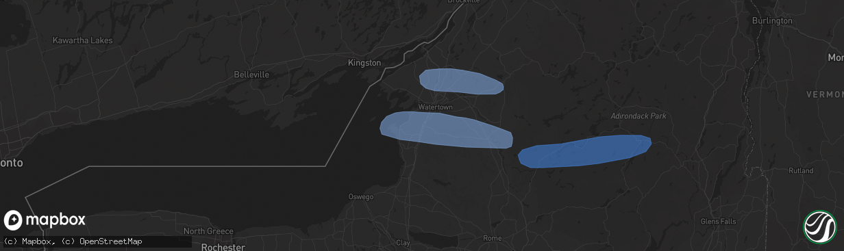 Hail map in Adams Center, NY on March 20, 2020