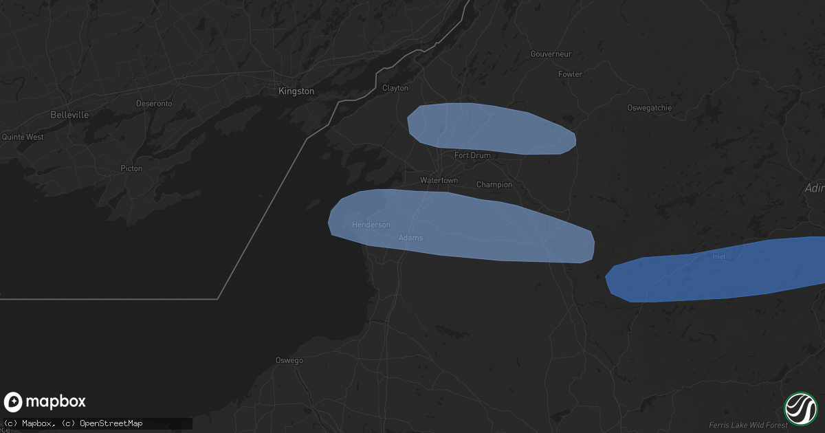 Hail map in Adams Center, NY on March 20, 2020