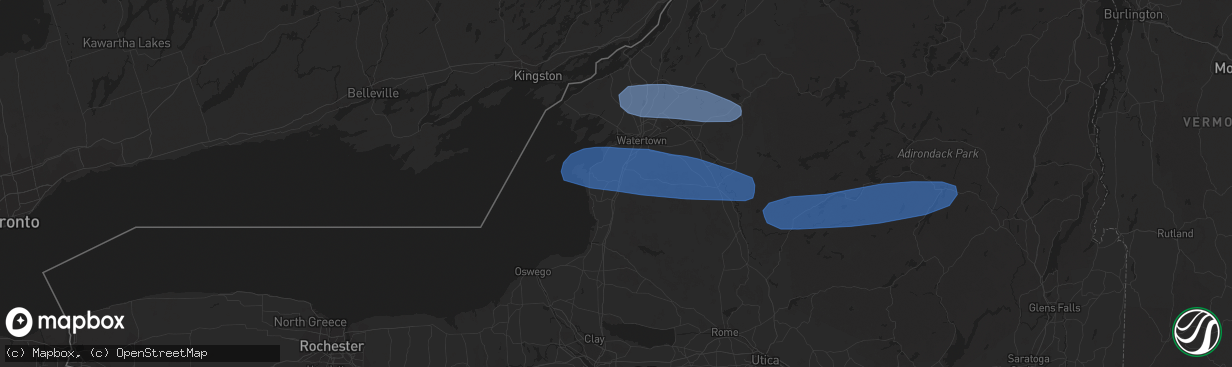 Hail map in Adams, NY on March 20, 2020