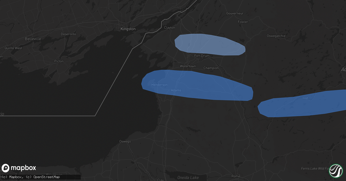 Hail map in Adams, NY on March 20, 2020