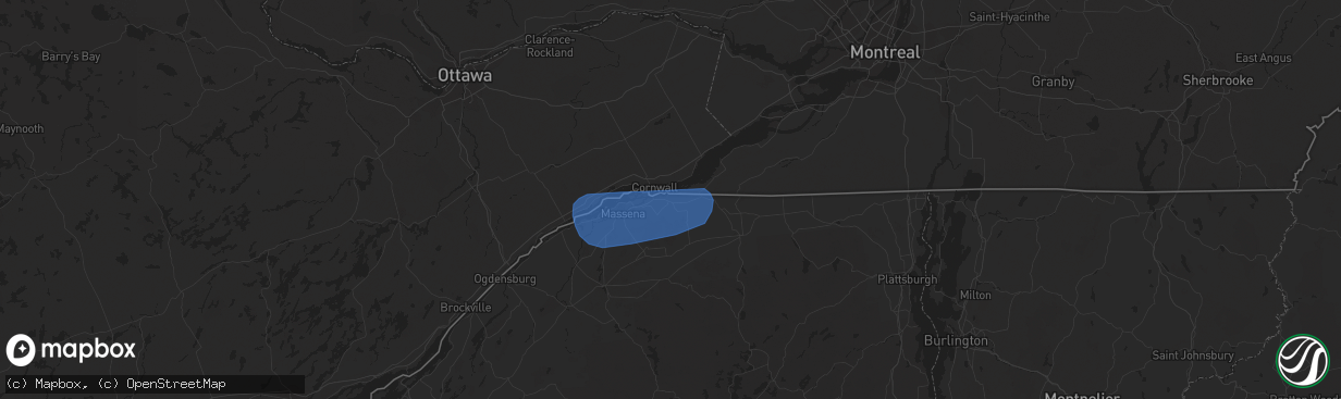 Hail map in Hogansburg, NY on March 20, 2020