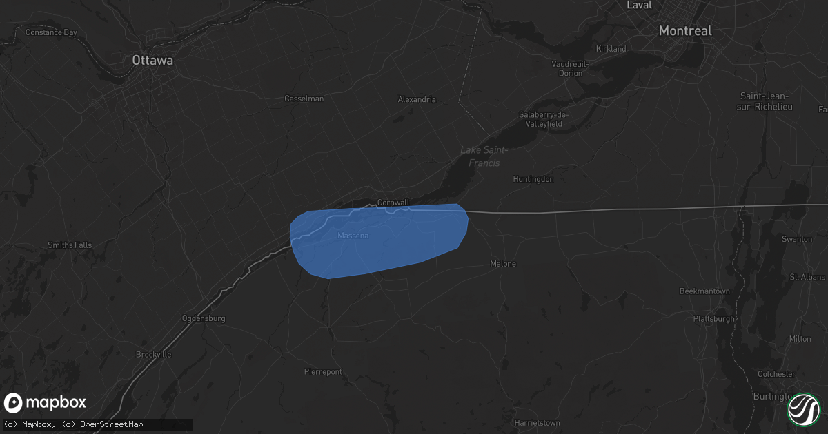 Hail map in Hogansburg, NY on March 20, 2020