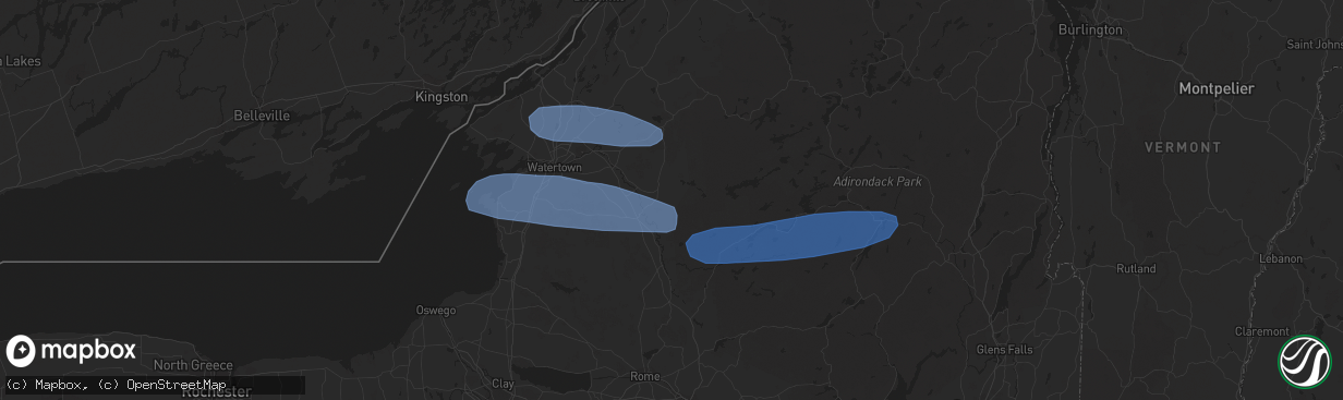 Hail map in Lowville, NY on March 20, 2020