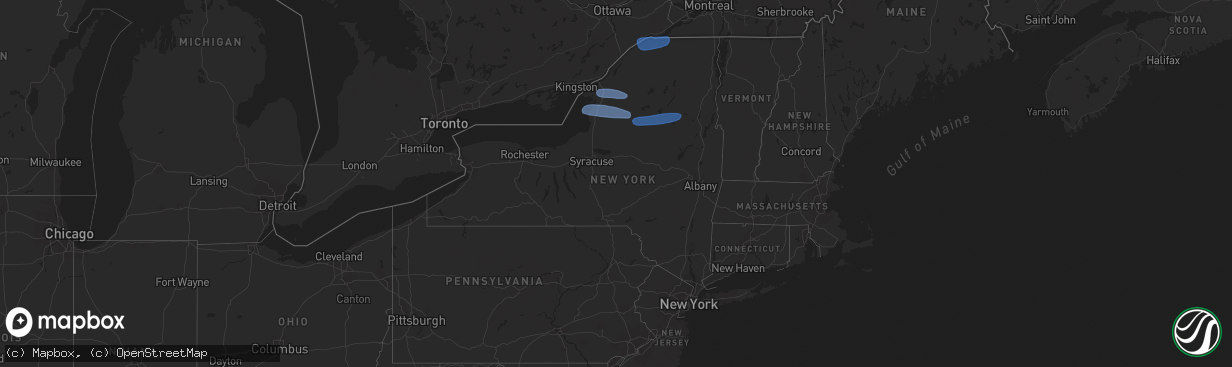 Hail map in New York on March 20, 2020