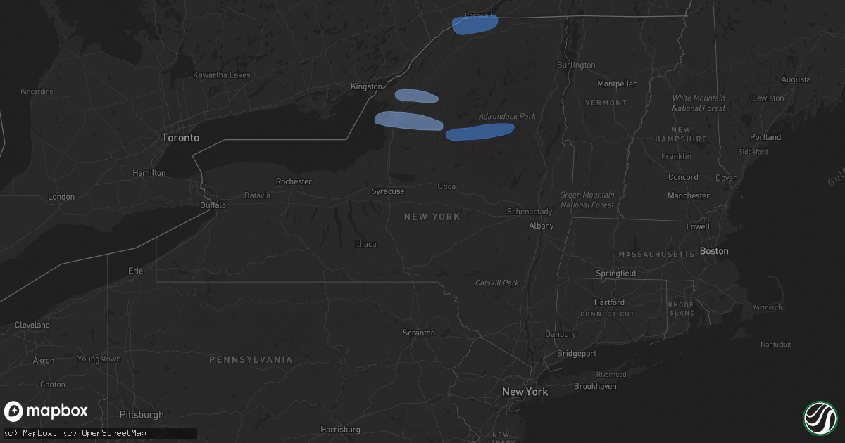 Hail map in New York on March 20, 2020