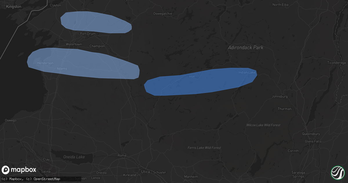 Hail map in Old Forge, NY on March 20, 2020
