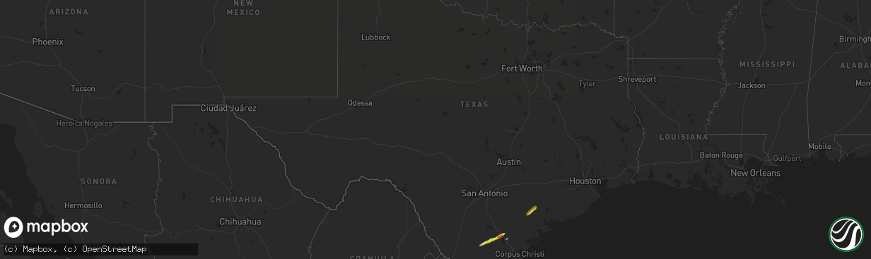 Hail map in Texas on March 20, 2020