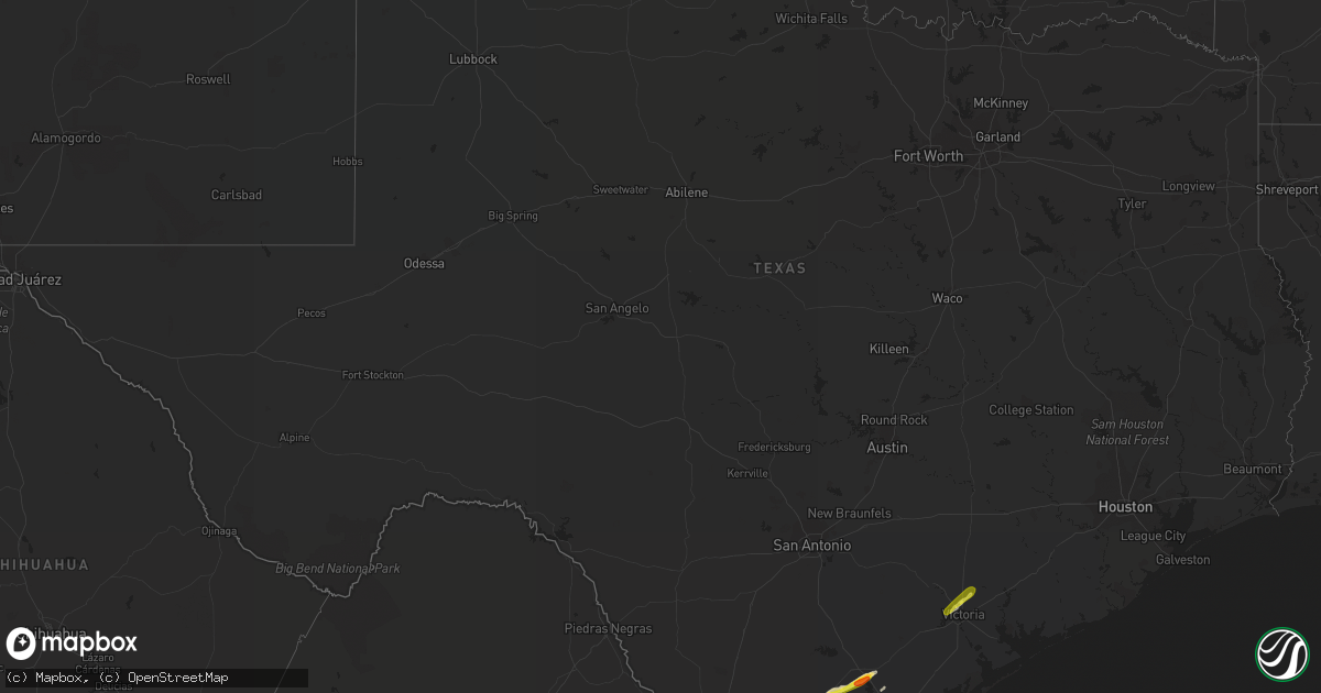 Hail map in Texas on March 20, 2020
