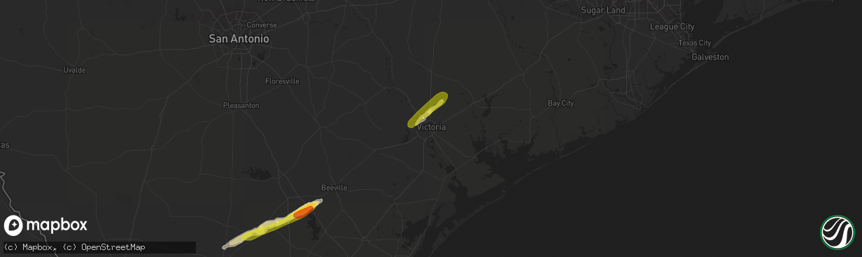 Hail map in Victoria, TX on March 20, 2020