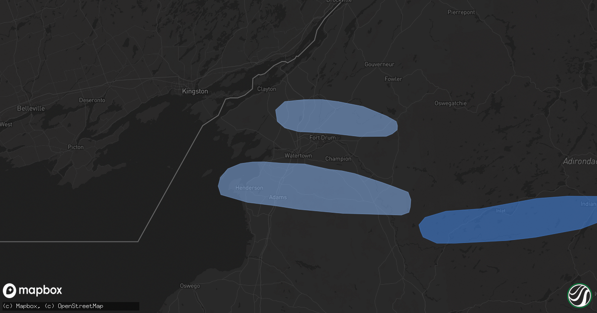 Hail map in Watertown, NY on March 20, 2020