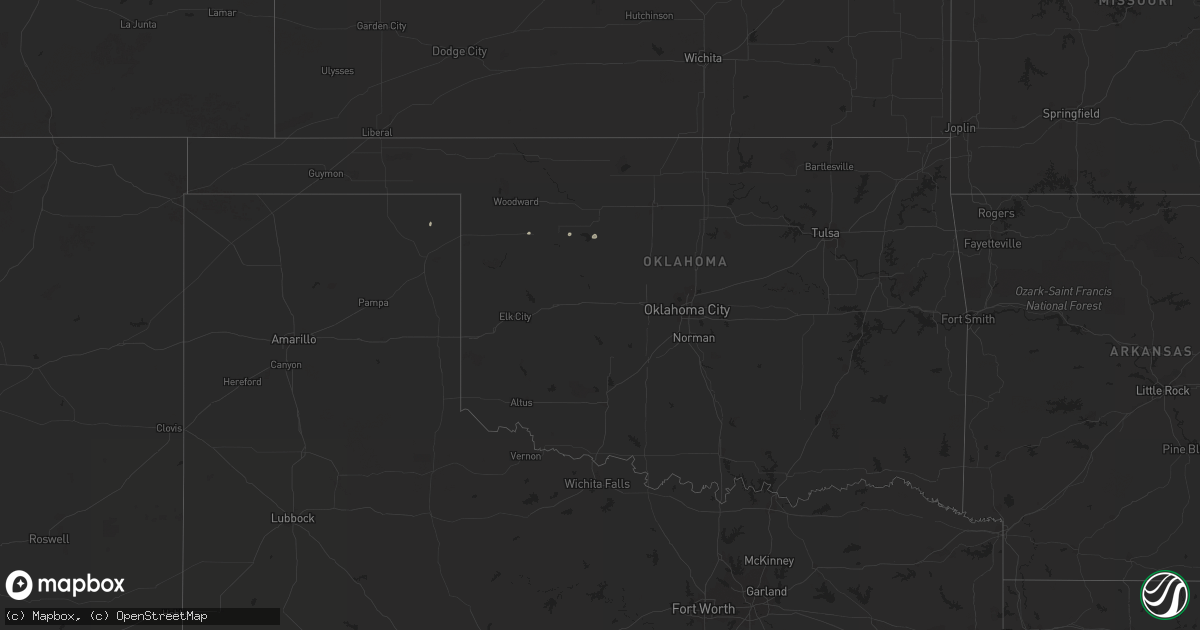 Hail map in Oklahoma on March 20, 2024