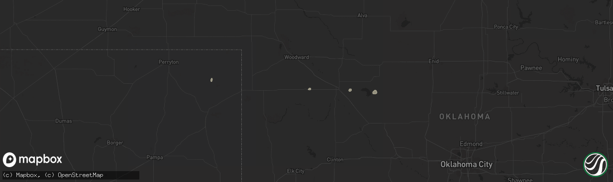 Hail map in Vici, OK on March 20, 2024