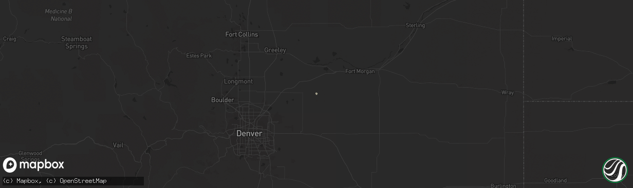 Hail map in Roggen, CO on March 21, 2013