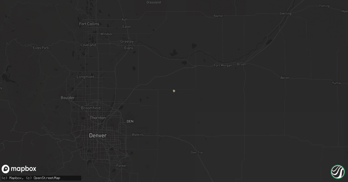 Hail map in Roggen, CO on March 21, 2013
