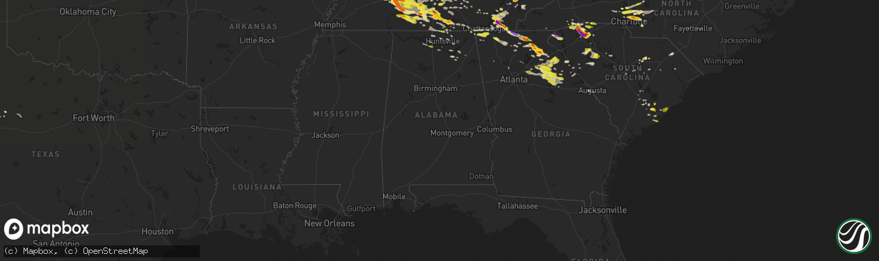 Hail map in Alabama on March 21, 2017