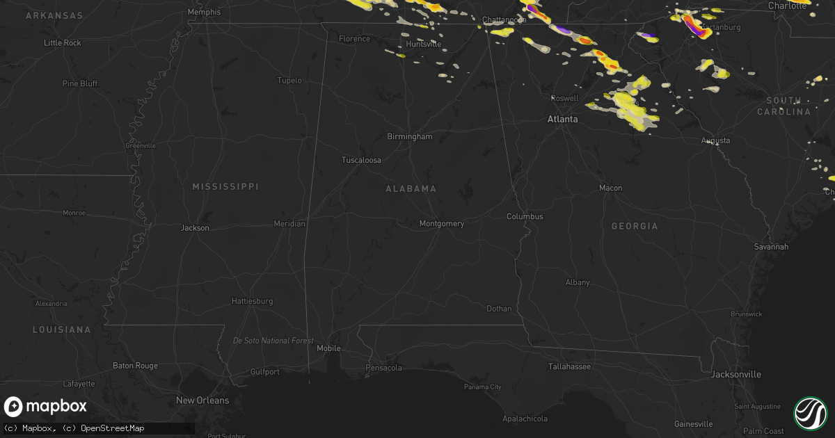 Hail map in Alabama on March 21, 2017