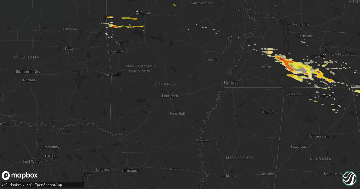 Hail map in Arkansas on March 21, 2017