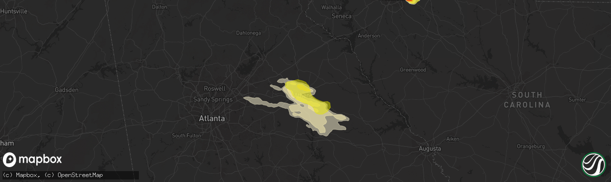 Hail map in Athens, GA on March 21, 2017