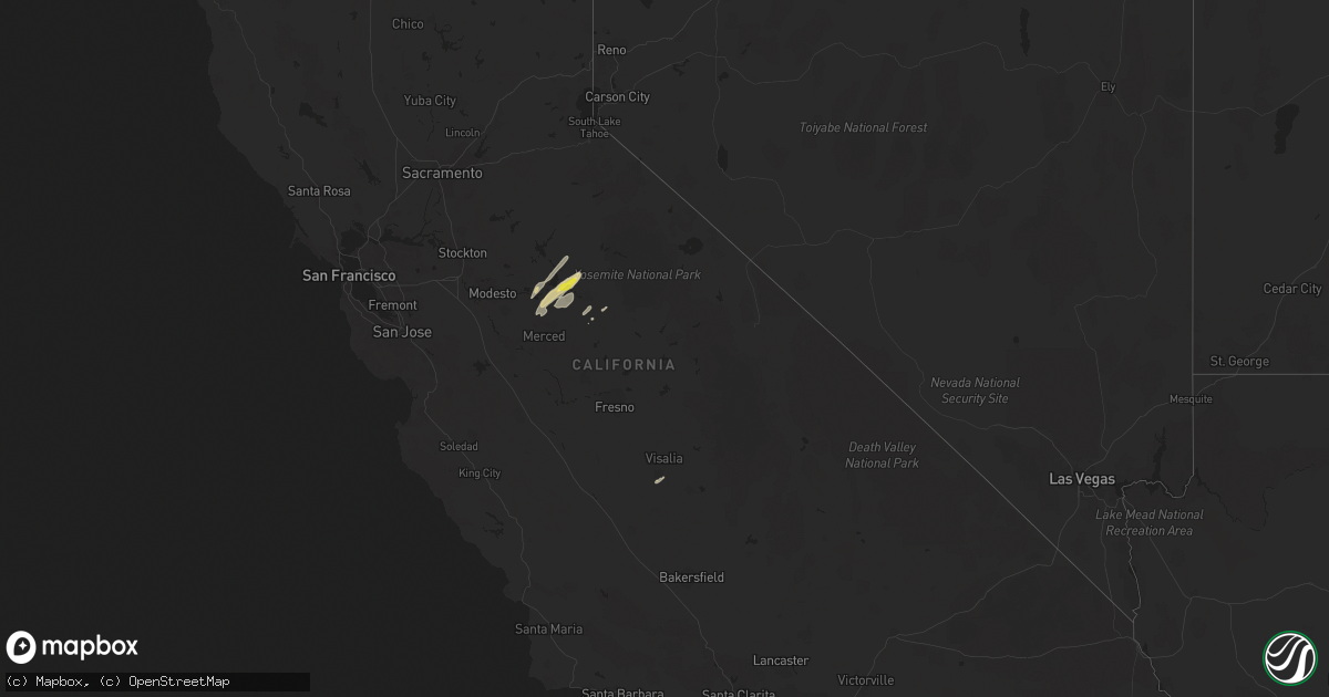Hail map in California on March 21, 2017