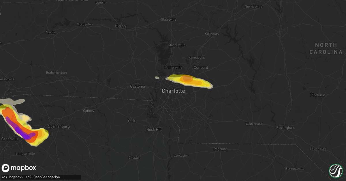 Hail map in Charlotte, NC on March 21, 2017