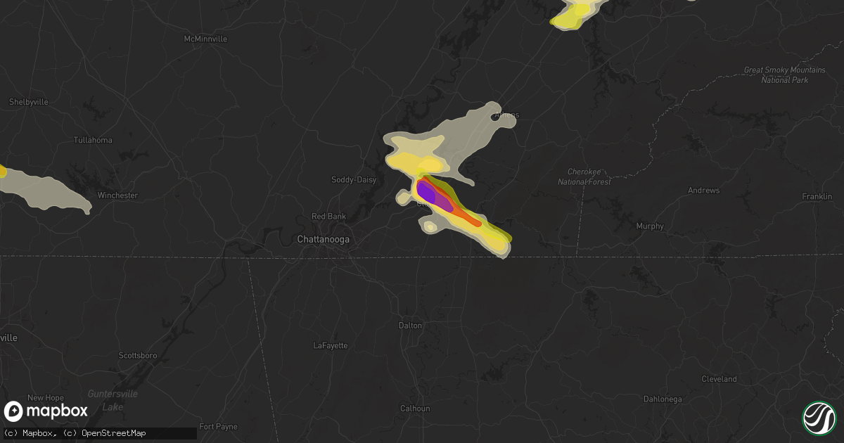 Hail map in Cleveland, TN on March 21, 2017