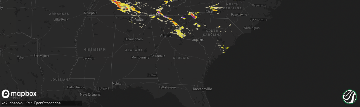 Hail map in Georgia on March 21, 2017