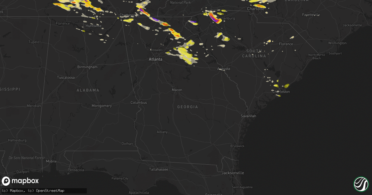 Hail map in Georgia on March 21, 2017