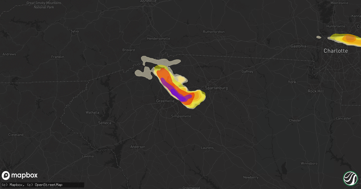 Hail map in Greer, SC on March 21, 2017