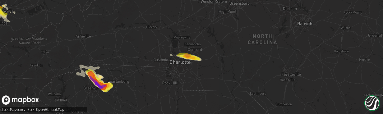 Hail map in Harrisburg, NC on March 21, 2017