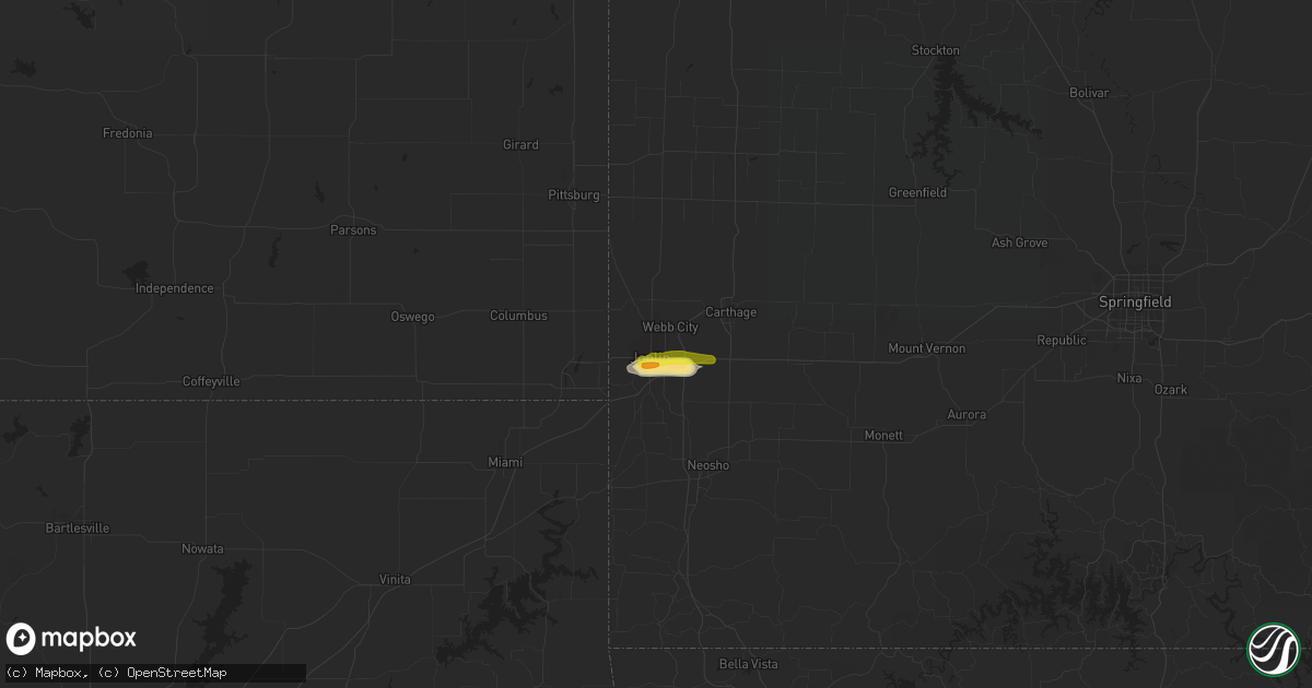 Hail map in Joplin, MO on March 21, 2017