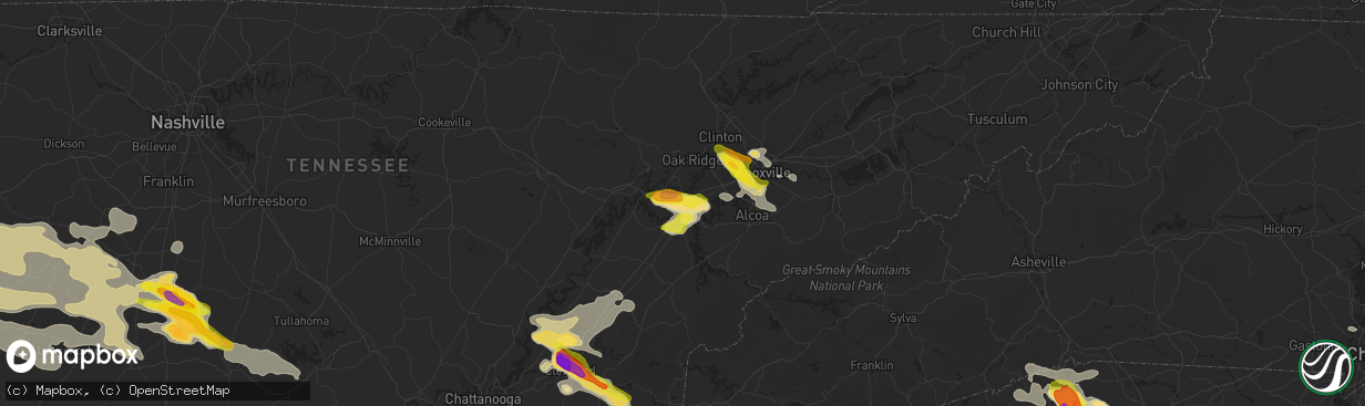 Hail map in Lenoir City, TN on March 21, 2017