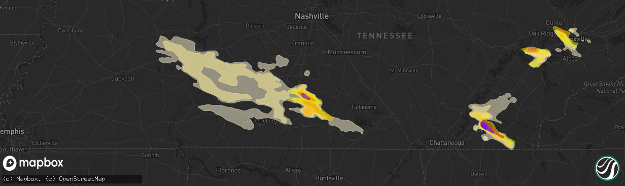 Hail map in Lewisburg, TN on March 21, 2017