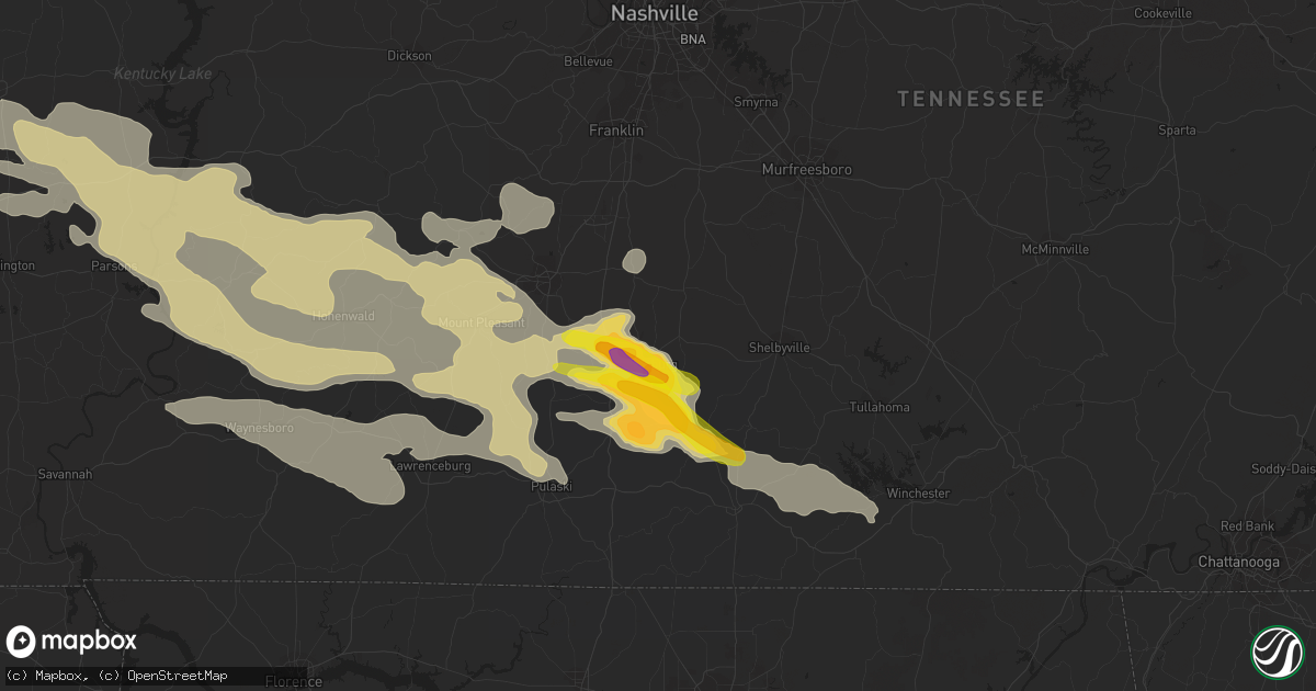 Hail map in Lewisburg, TN on March 21, 2017