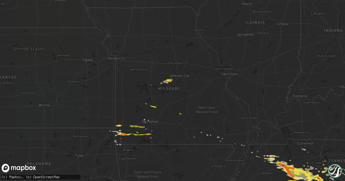 Hail map in Missouri on March 21, 2017
