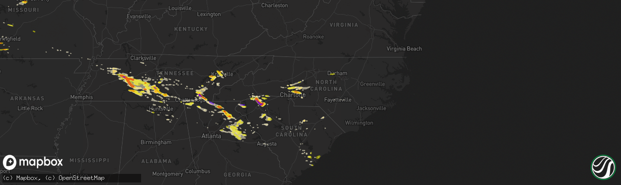 Hail map in North Carolina on March 21, 2017