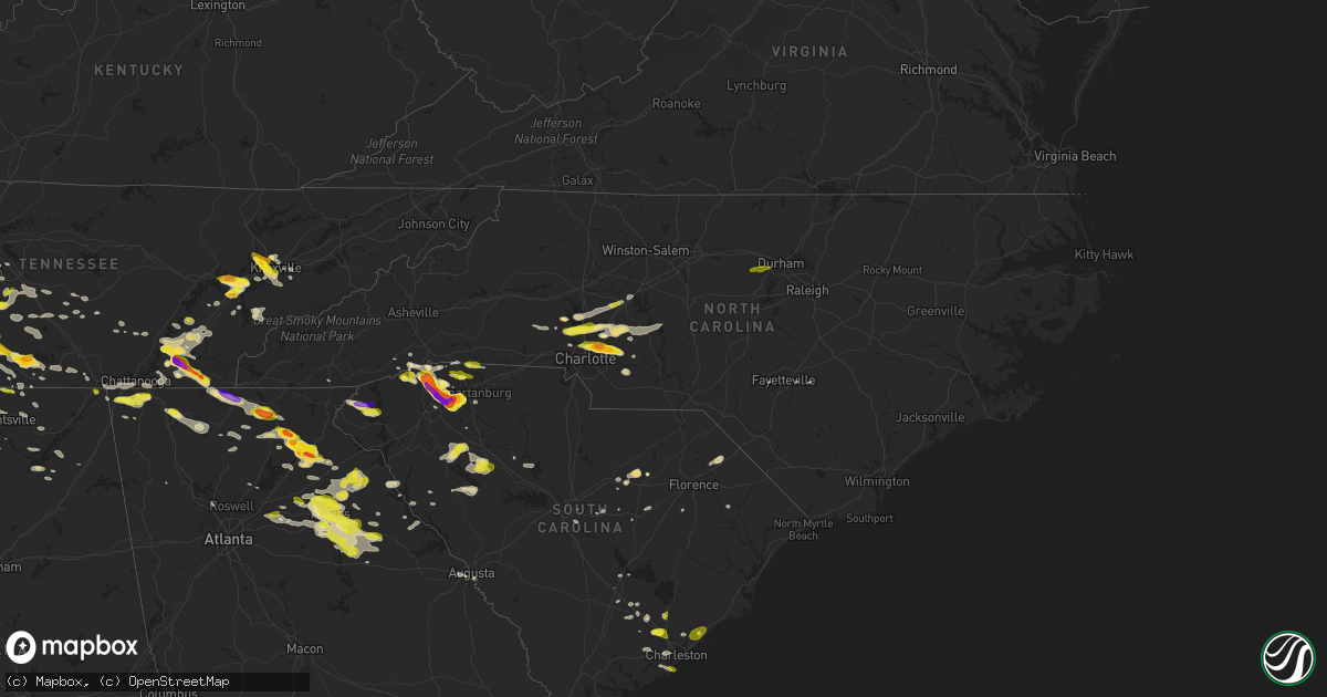 Hail map in North Carolina on March 21, 2017