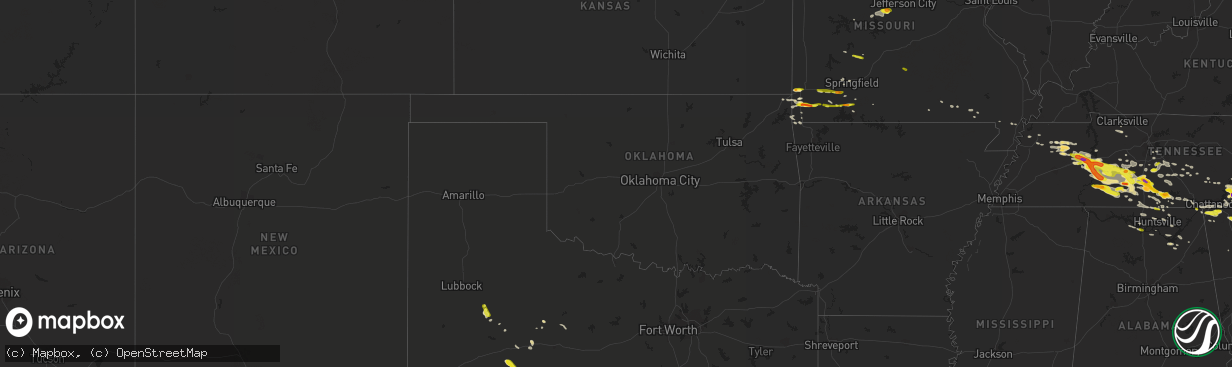 Hail map in Oklahoma on March 21, 2017