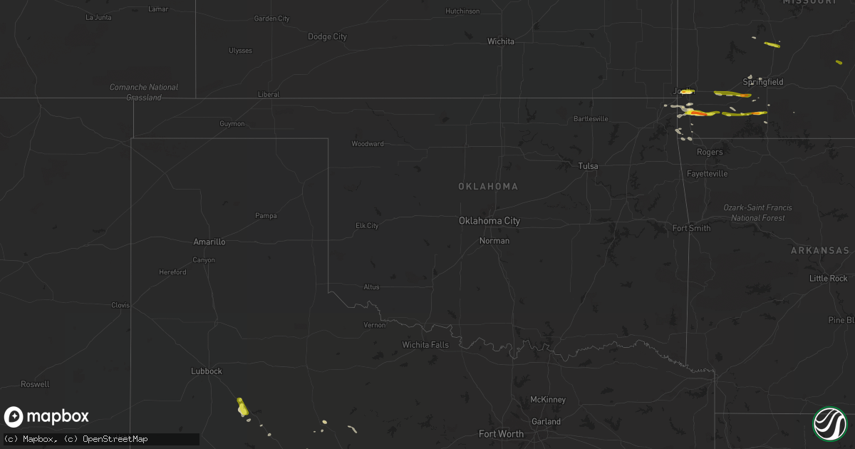 Hail map in Oklahoma on March 21, 2017