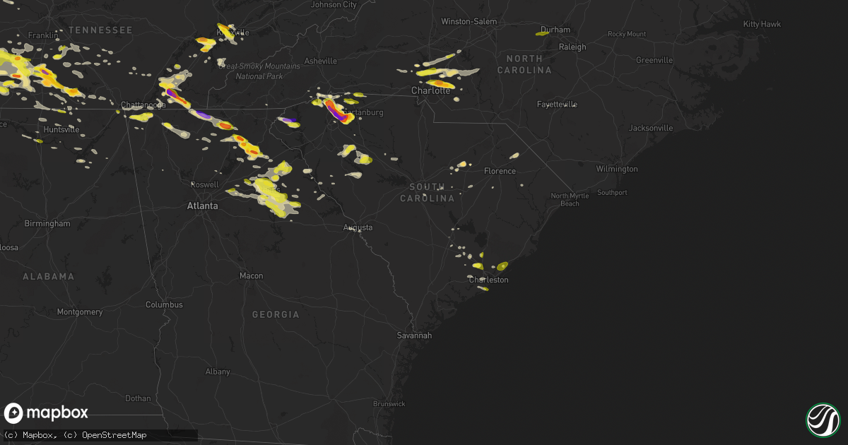 Hail map in South Carolina on March 21, 2017