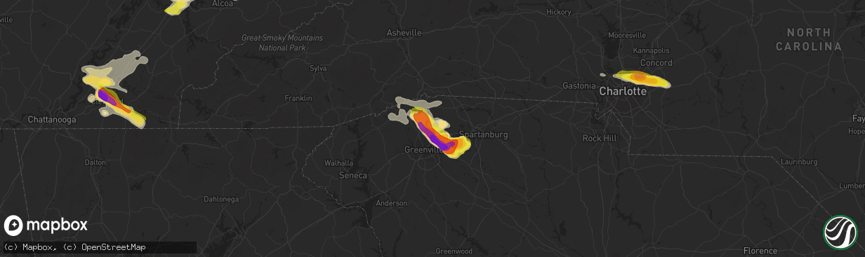 Hail map in Taylors, SC on March 21, 2017