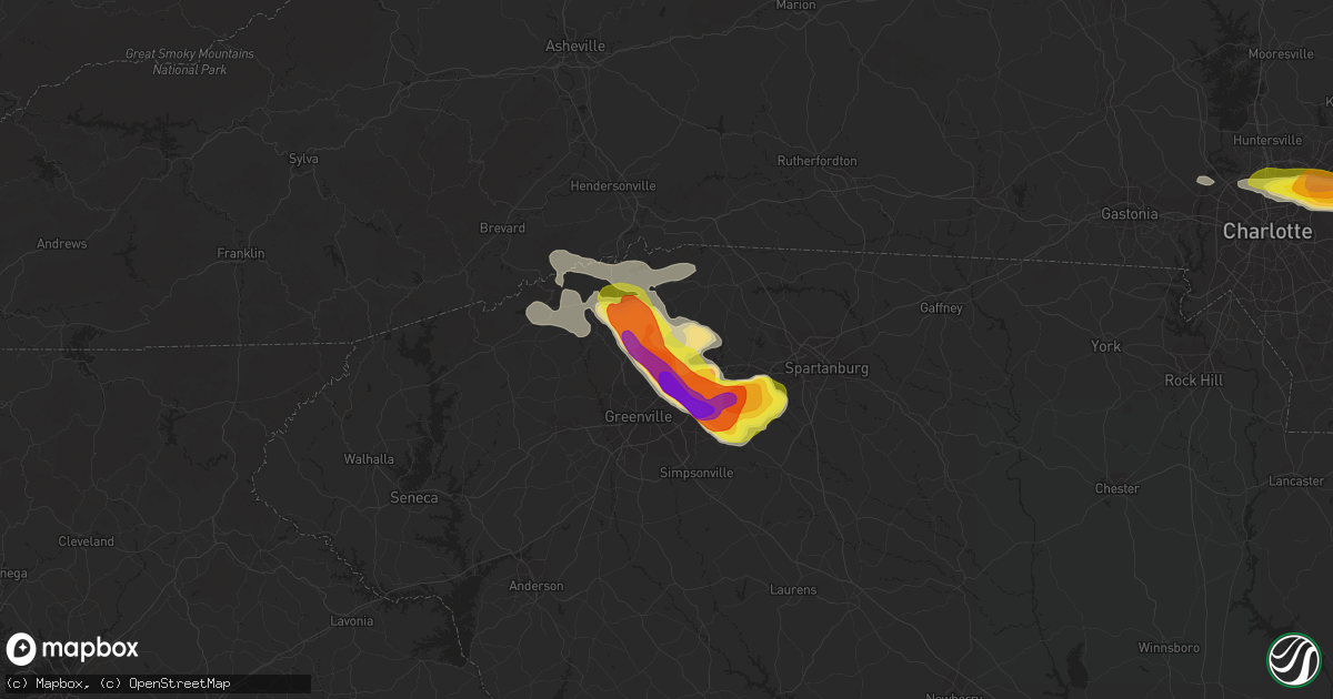 Hail map in Taylors, SC on March 21, 2017