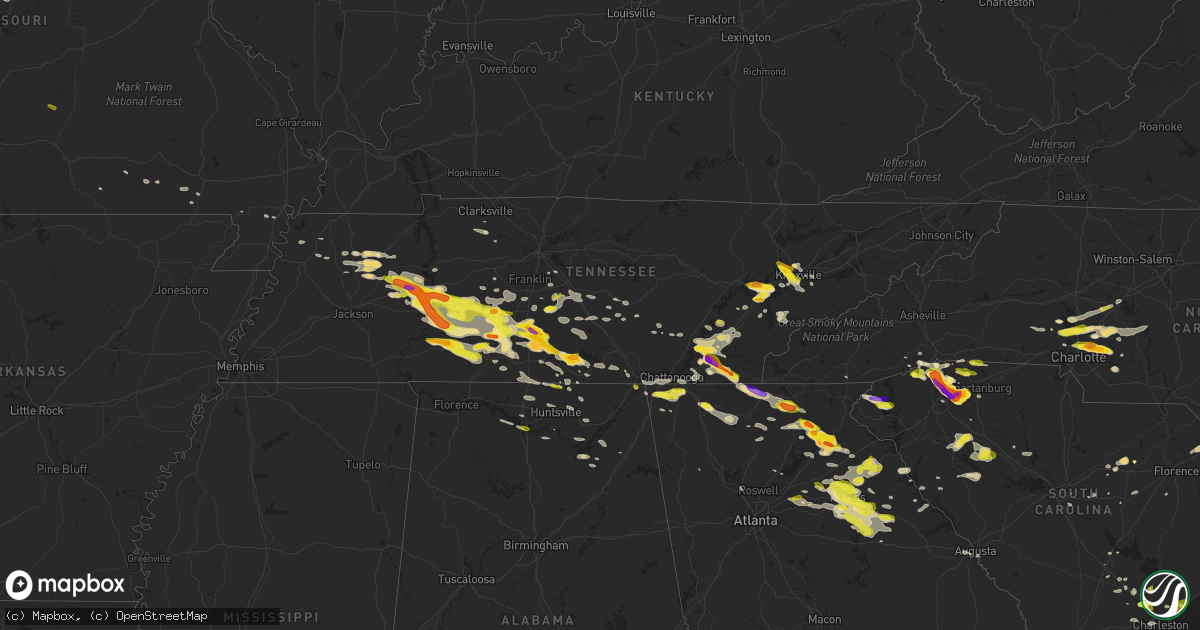 Hail map in Tennessee on March 21, 2017