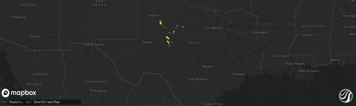 Hail map in Texas on March 21, 2017