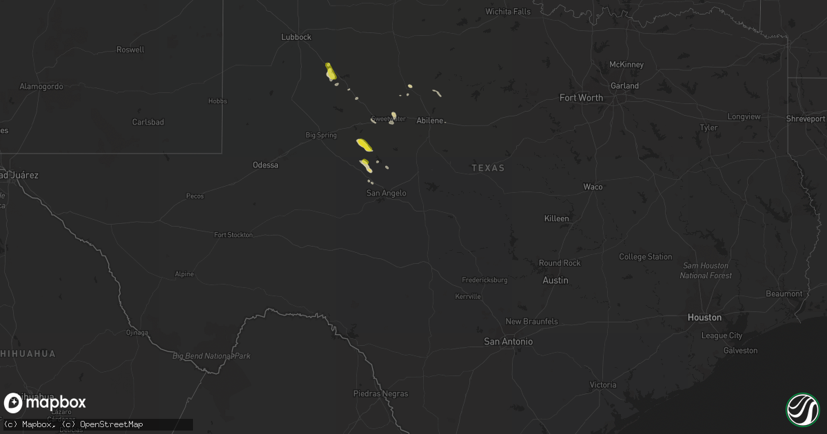 Hail map in Texas on March 21, 2017