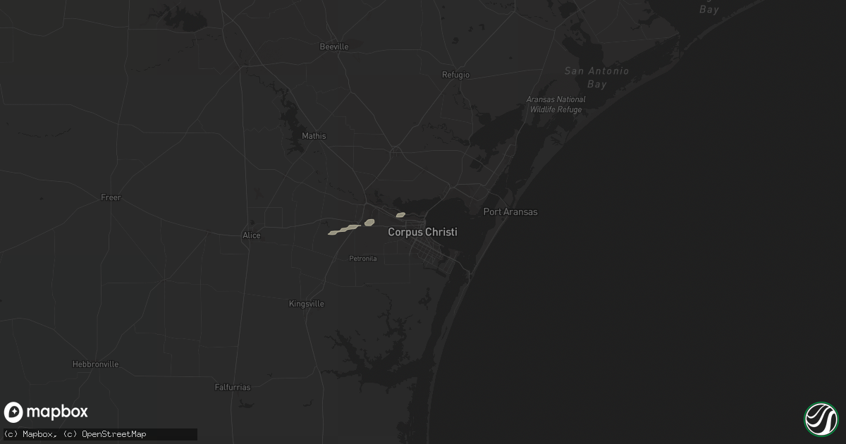 Hail map in Corpus Christi, TX on March 21, 2020