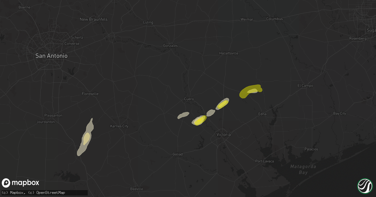 Hail map in Cuero, TX on March 21, 2020