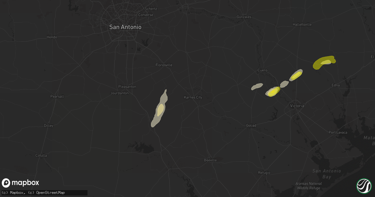 Hail map in Karnes City, TX on March 21, 2020