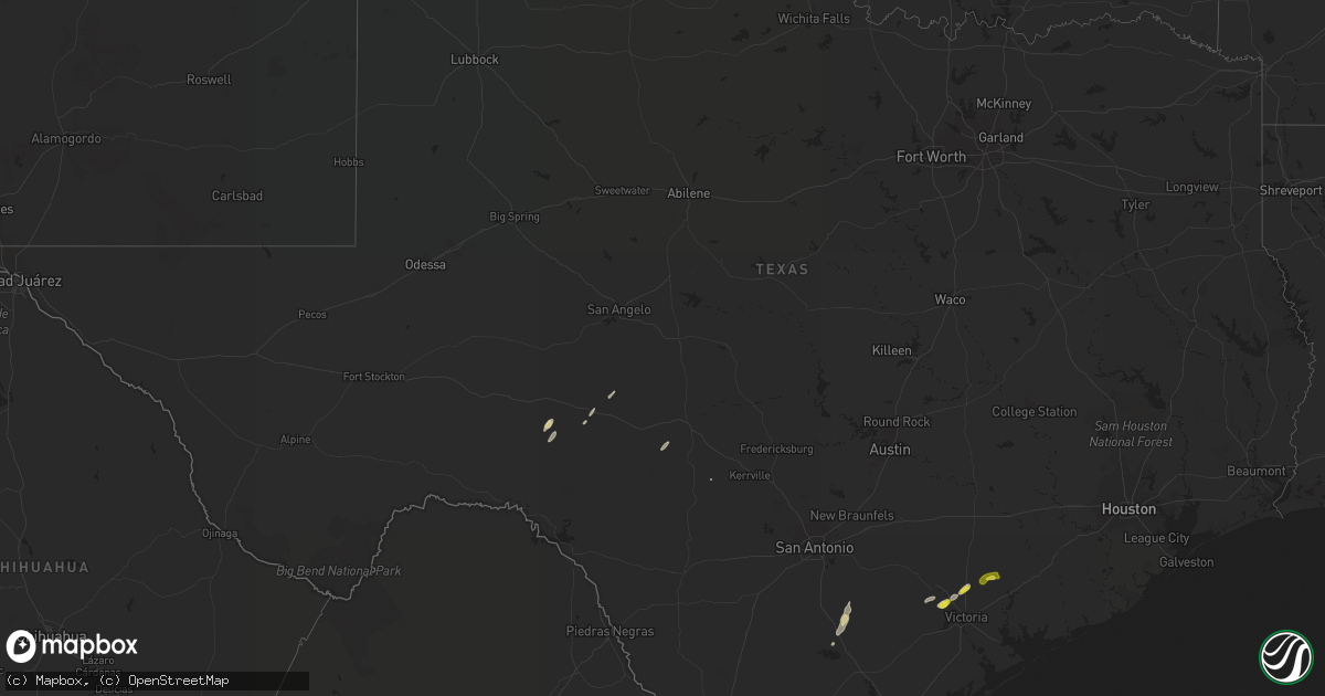 Hail map in Texas on March 21, 2020