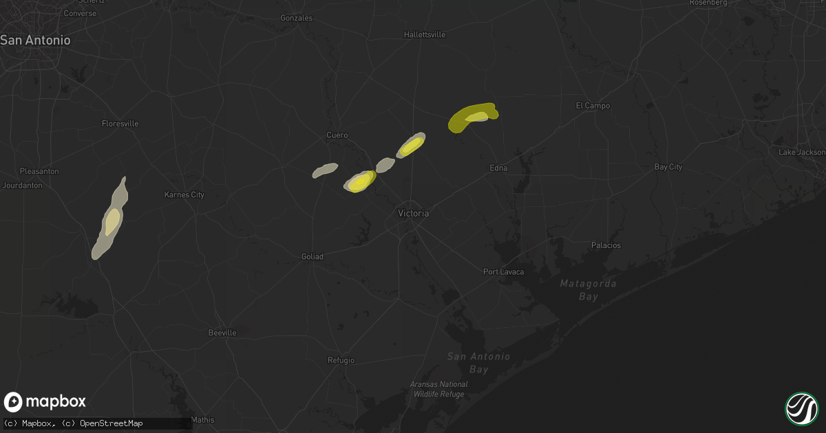 Hail map in Victoria, TX on March 21, 2020