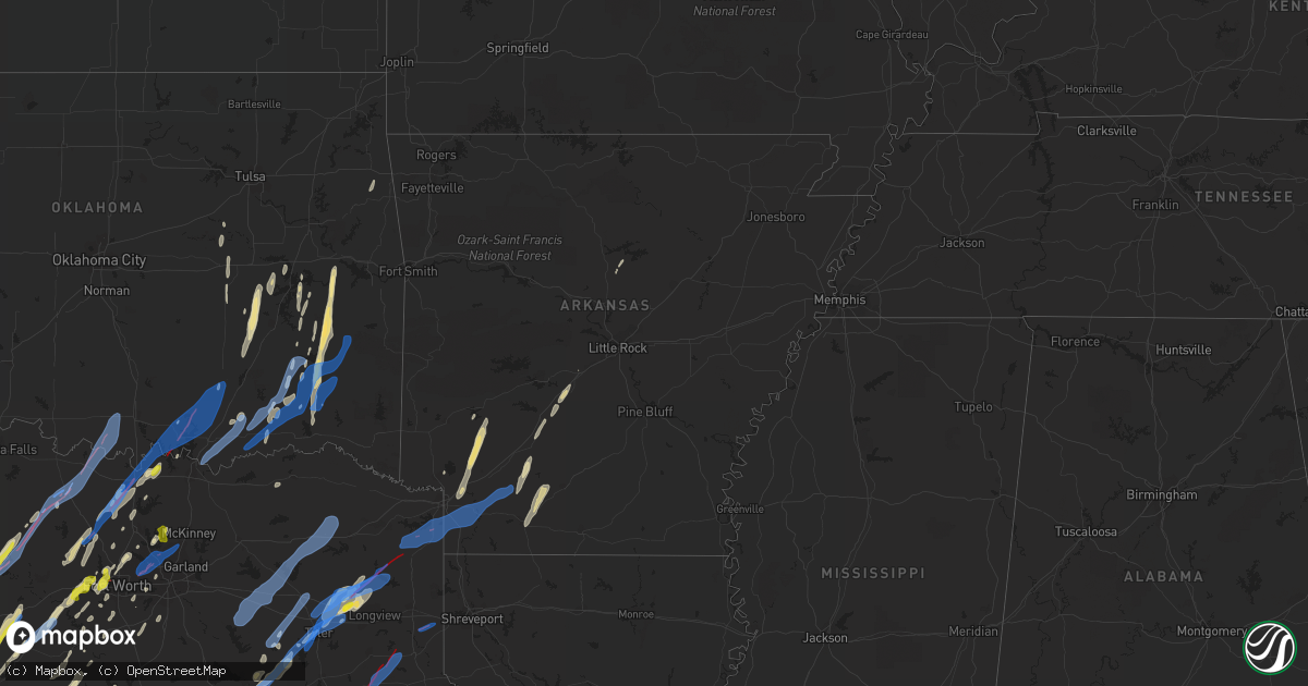 Hail map in Arkansas on March 21, 2022
